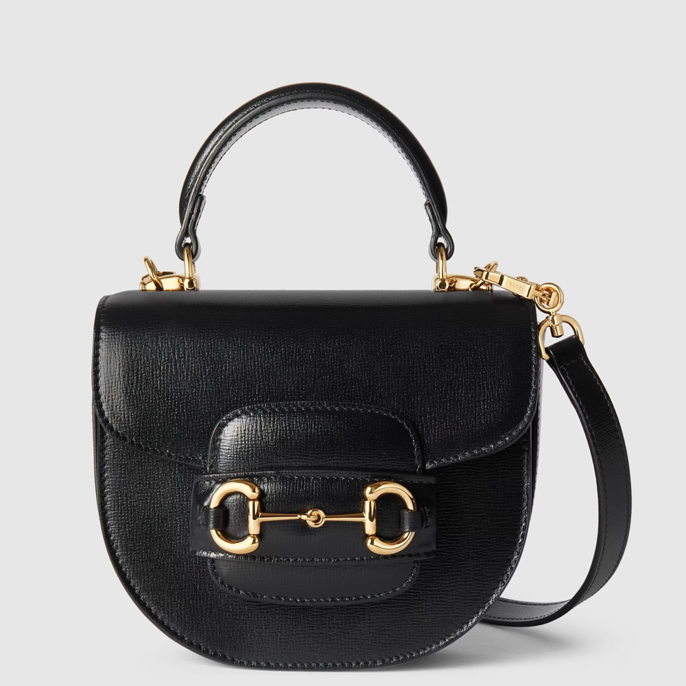 Gucci Horsebit 1955 Mini Top Handle Bag in Black Calfskin GGBS10499