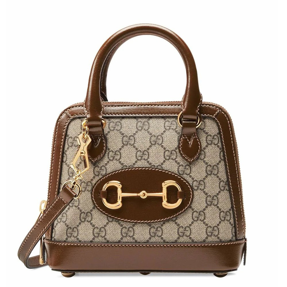 Gucci Horsebit 1955 Mini Top Handle Bag in GG Canvas with Brown Leather GGBS10500