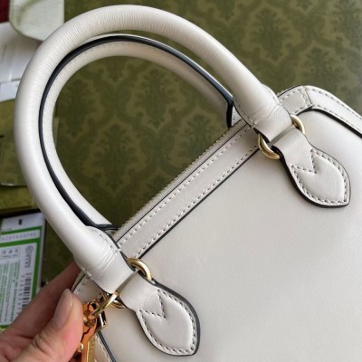 Gucci Horsebit 1955 Mini Top Handle Bag in White Calfskin GGBS10504