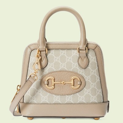 Gucci Horsebit 1955 Mini Top Handle Bag in White GG Supreme Canvas GGBS10506