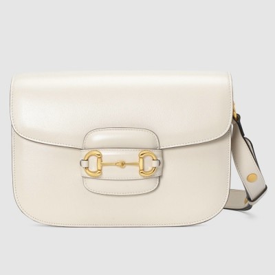 Gucci Horsebit 1955 Shoulder Bag in White Calfskin GGBS10519