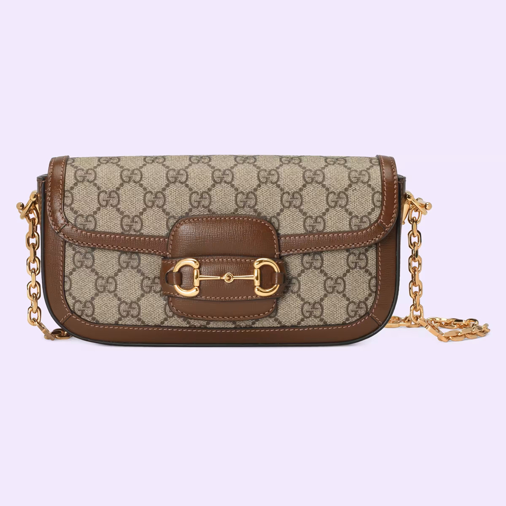 Gucci Horsebit 1955 Small Chain Bag in Beige GG Supreme Canvas GGBS10472