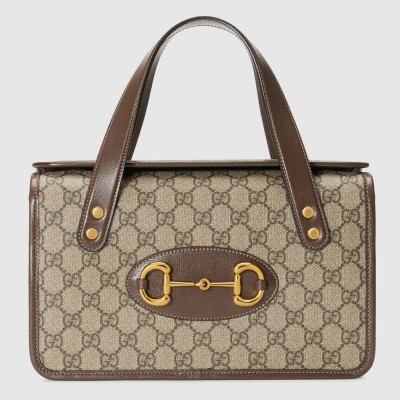 Gucci Horsebit 1955 Small Top Handle Bag in Beige GG Canvas GGBS10507