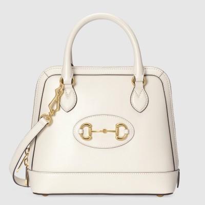 Gucci Horsebit 1955 Small Top Handle Bag in White Calfskin GGBS10512