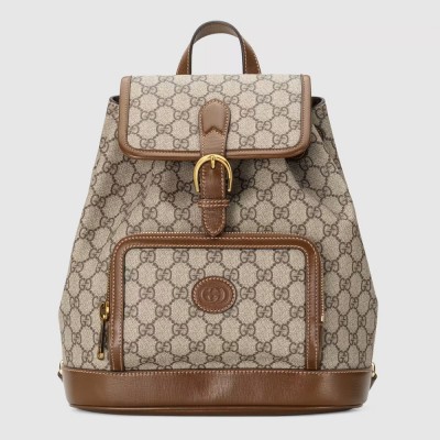 Gucci Interlocking G Backpack in Beige GG Supreme Canvas GGBS10011