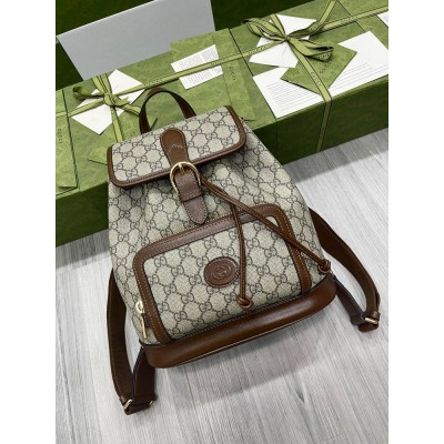 Gucci Interlocking G Backpack in Beige GG Supreme Canvas GGBS10011