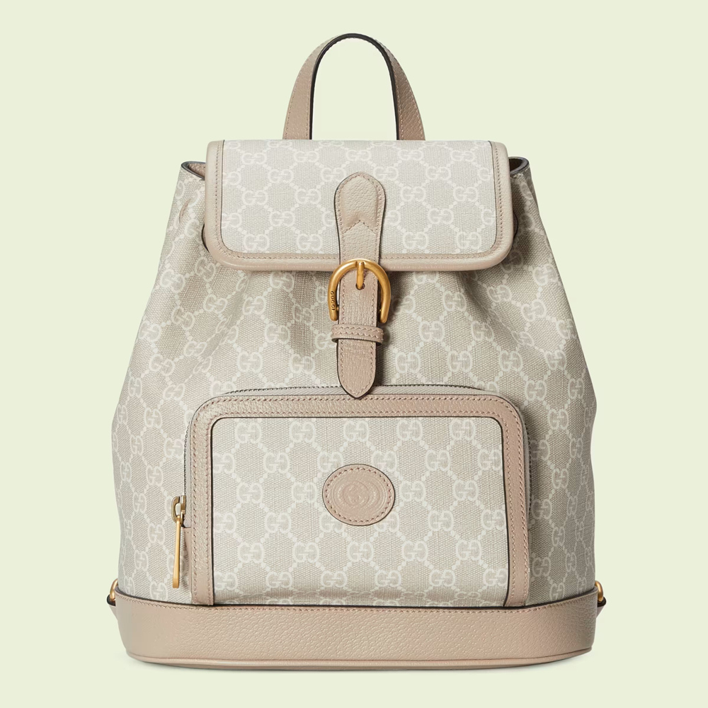 Gucci Interlocking G Backpack in White GG Supreme Canvas GGBS10013