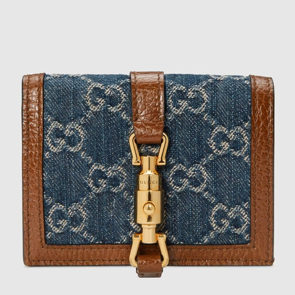 Gucci Jackie 1961 Card Case Wallet in GG Supreme Denim GGBS11011