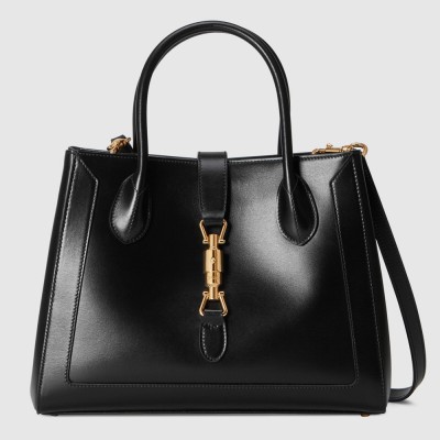 Gucci Jackie 1961 Medium Tote Bag in Black Leather GGBS10556