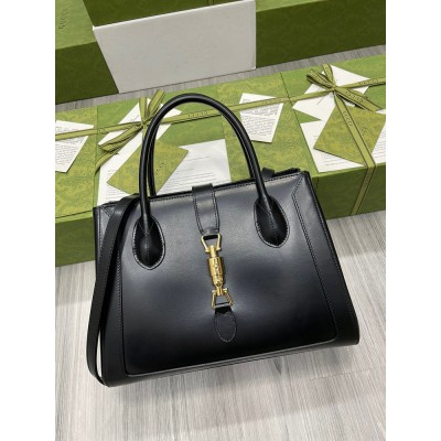 Gucci Jackie 1961 Medium Tote Bag in Black Leather GGBS10556