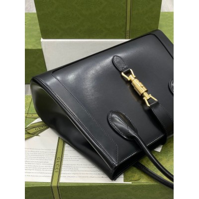 Gucci Jackie 1961 Medium Tote Bag in Black Leather GGBS10556