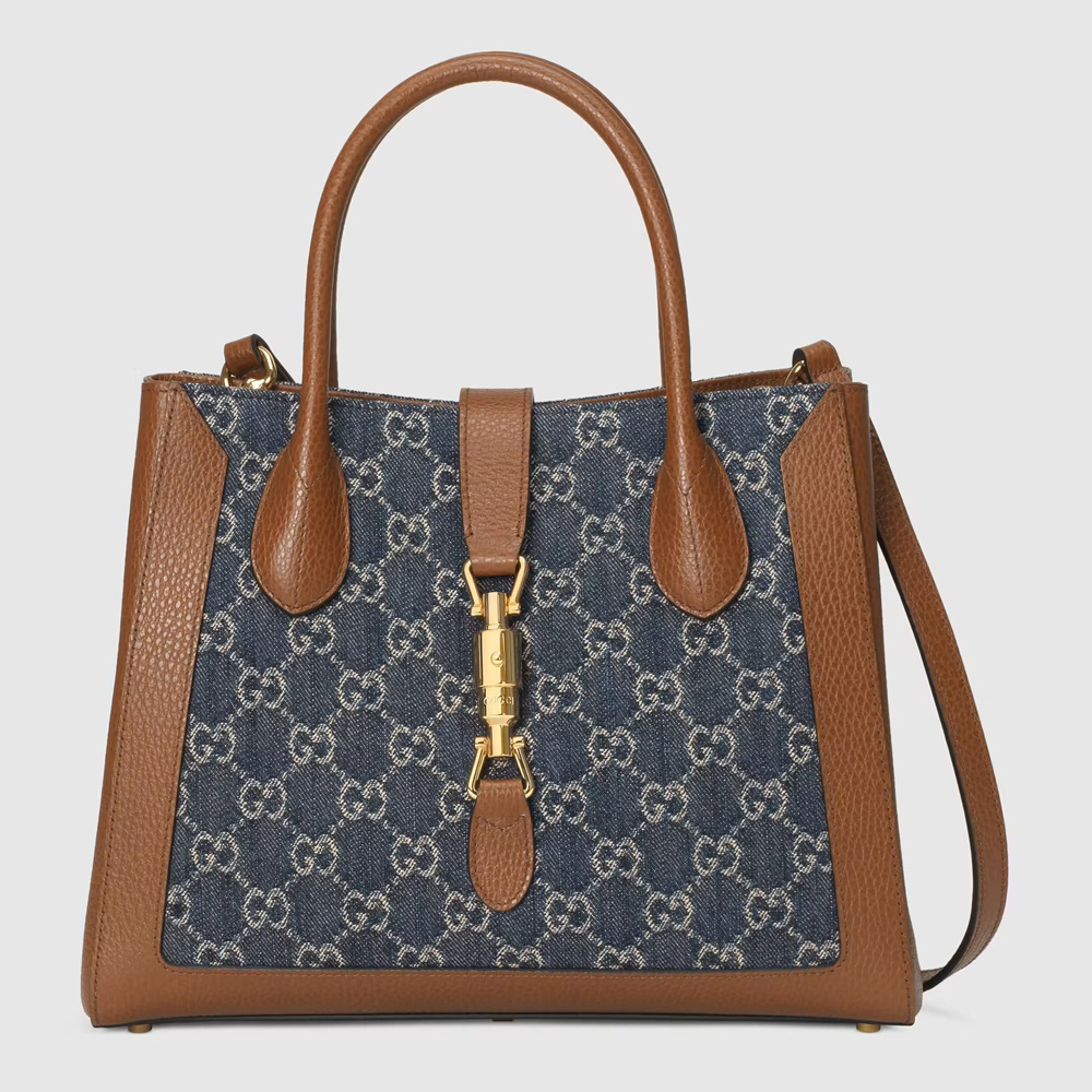 Gucci Jackie 1961 Medium Tote Bag in GG Jacquard Denim GGBS10557