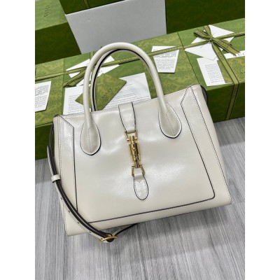 Gucci Jackie 1961 Medium Tote Bag in White Leather GGBS10559