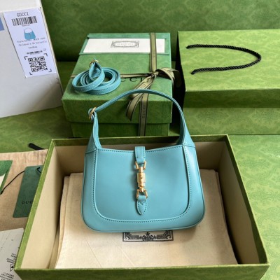 Gucci Jackie 1961 Mini Hobo Bag in Blue Leather GGBS10528