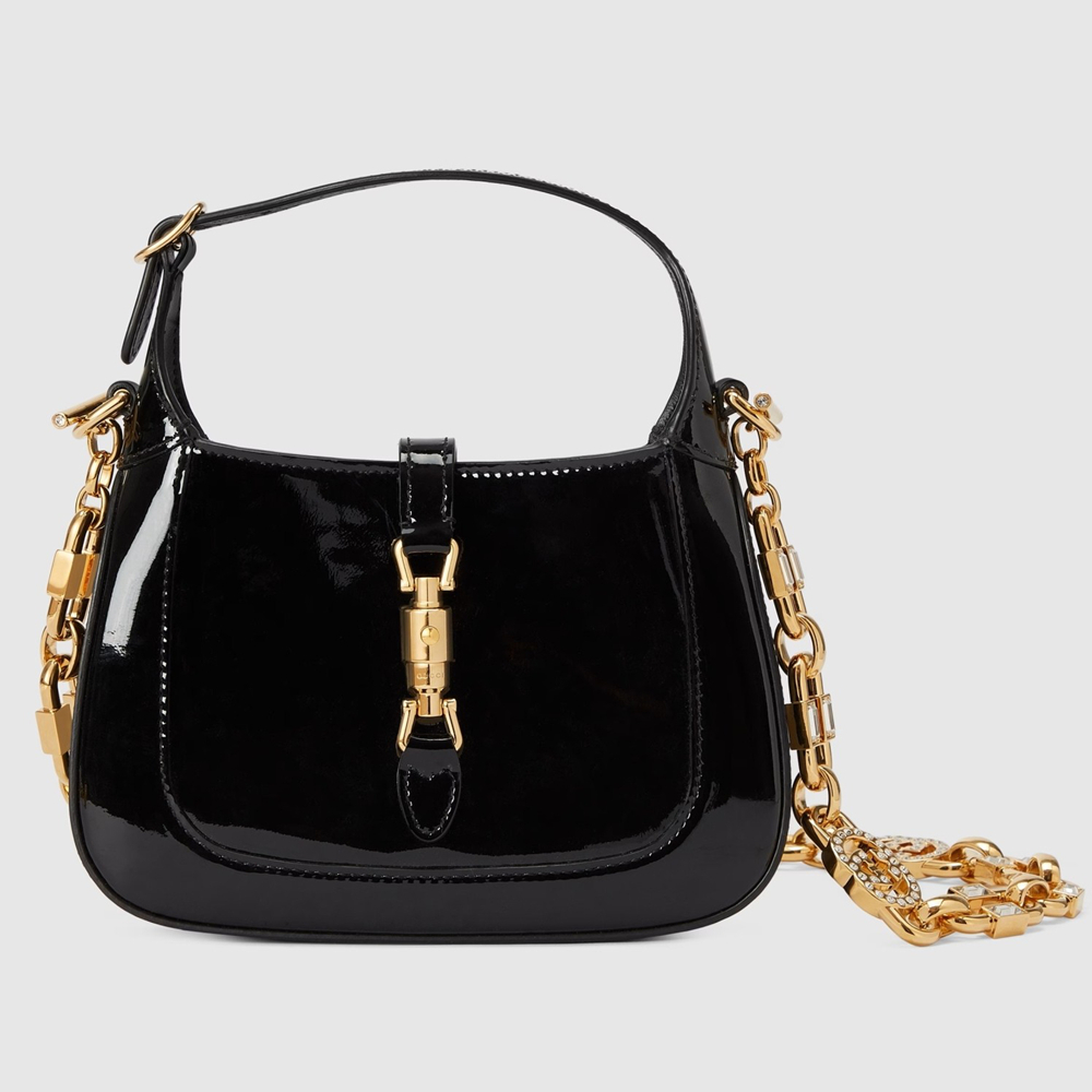 Gucci Jackie 1961 Mini Shoulder Bag in Black Patent Leather GGBS10546