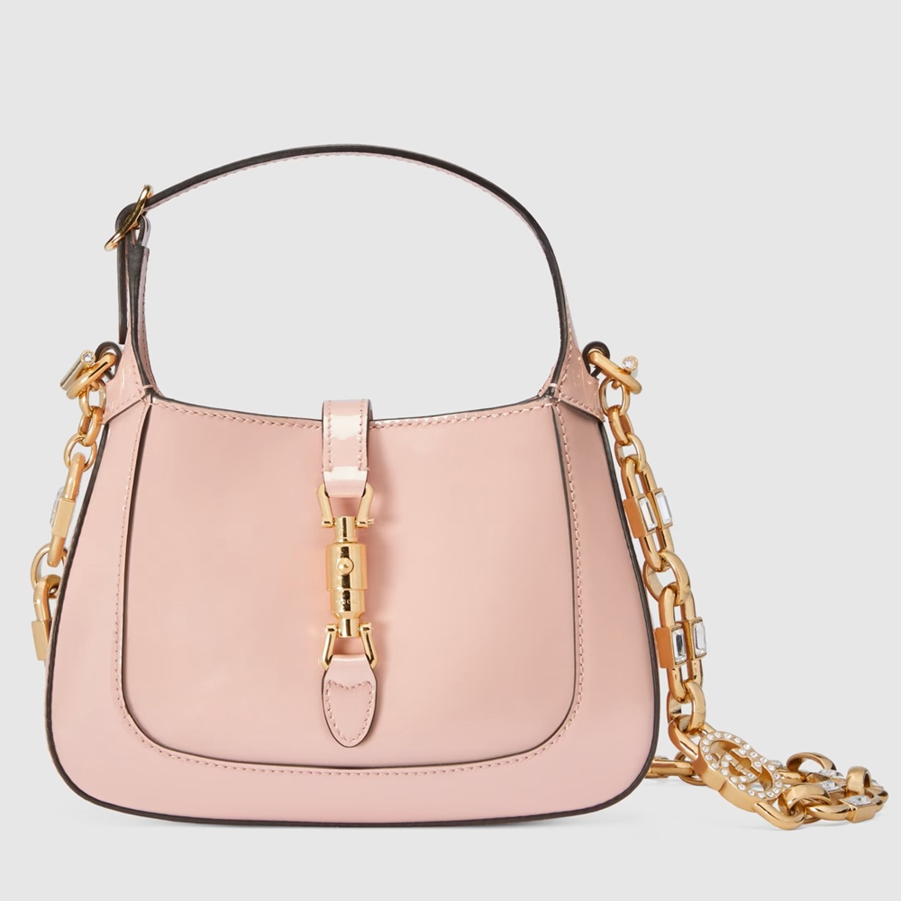 Gucci Jackie 1961 Mini Shoulder Bag in Pink Patent Leather GGBS10547