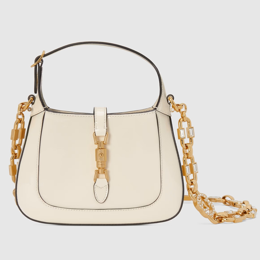 Gucci Jackie 1961 Mini Shoulder Bag in White Patent Leather GGBS10548