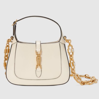 Gucci Jackie 1961 Mini Shoulder Bag in White Patent Leather GGBS10548