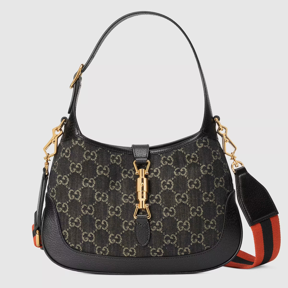 Gucci Jackie 1961 Small Hobo Bag in Black GG Denim GGBS10532