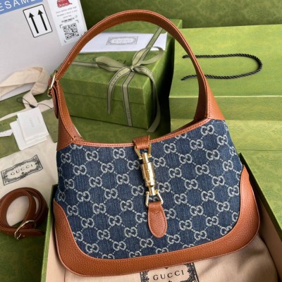 Gucci Jackie 1961 Small Hobo Bag in GG Jacquard Denim GGBS10538