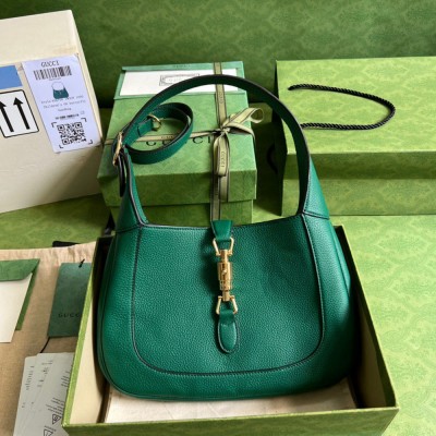 Gucci Jackie 1961 Small Hobo Bag in Green Grained Leather GGBS10539