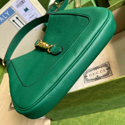 Gucci Jackie 1961 Small Hobo Bag in Green Grained Leather GGBS10539