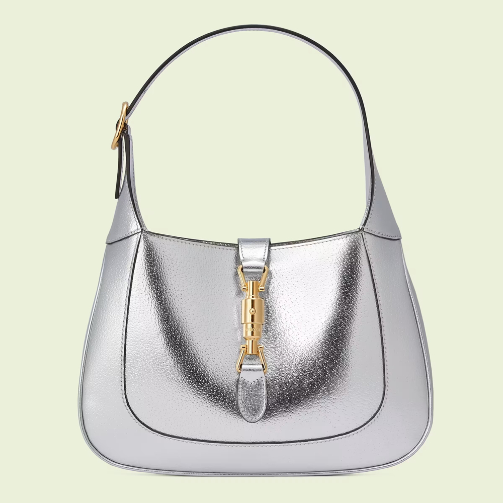 Gucci Jackie 1961 Small Hobo Bag in Silver Lame Leather GGBS10541