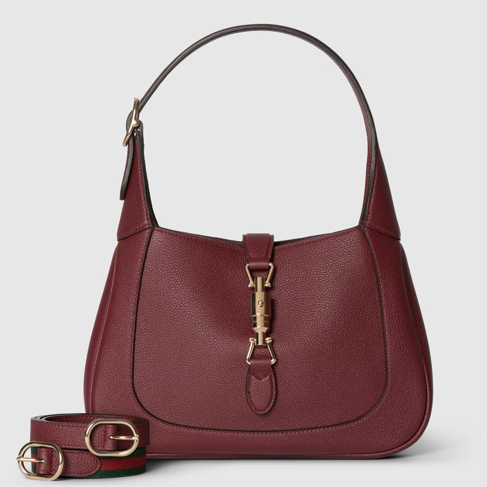 Gucci Jackie 1961 Small Shoulder Bag in Bordeaux Grained Calfskin GGBS10551