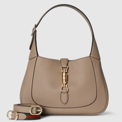 Gucci Jackie 1961 Small Shoulder Bag in Taupe Grained Calfskin GGBS10554