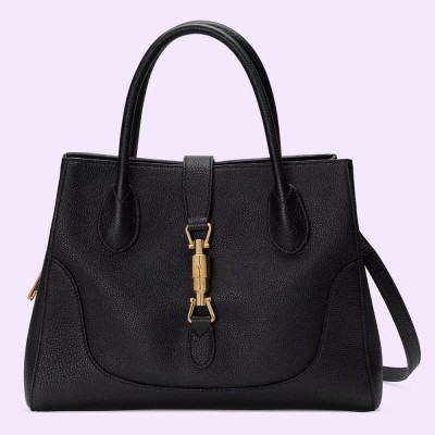 Gucci Jackie 1961 Small Tote Bag in Black Grained Leather GGBS10561