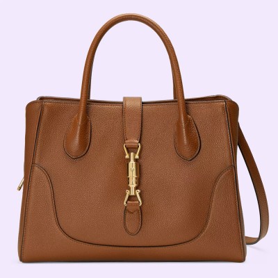 Gucci Jackie 1961 Small Tote Bag in Brown Grained Leather GGBS10562