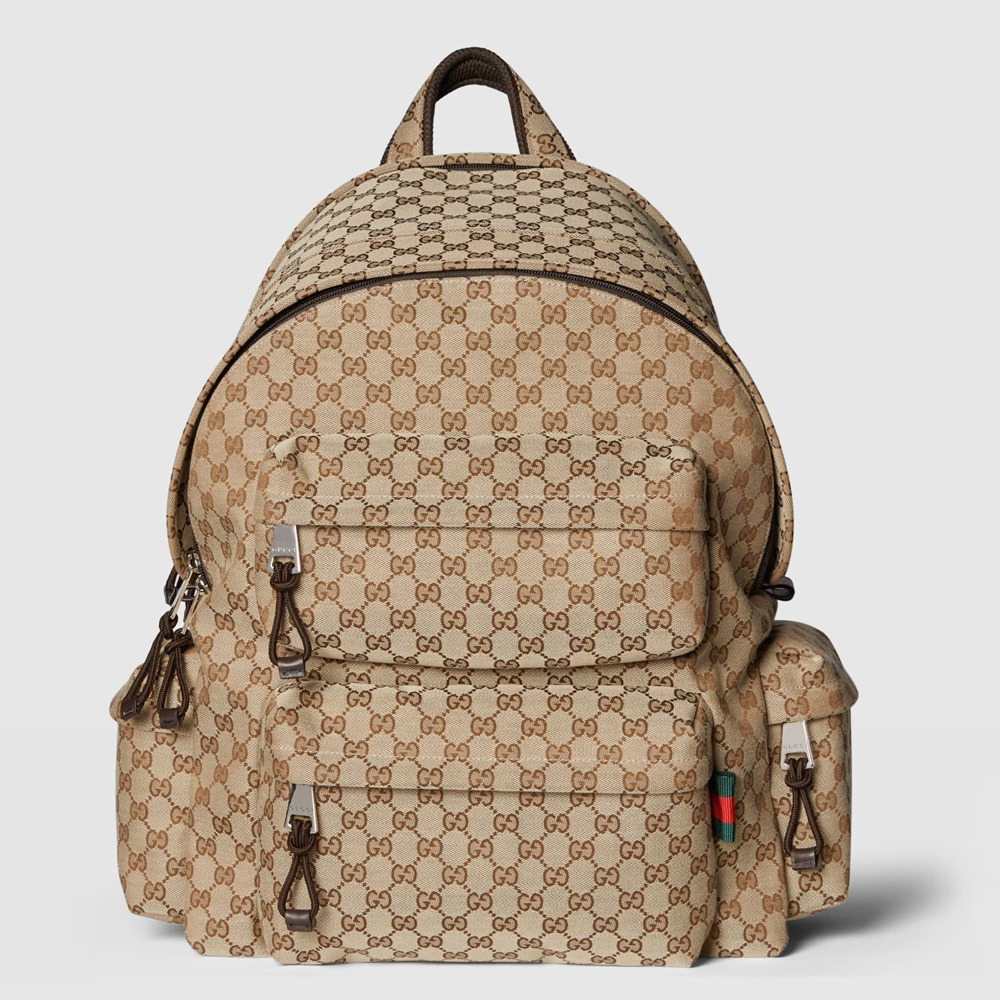 Gucci Large Backpack with Gucci Logo in Beige Original GG Canvas GGBS10015