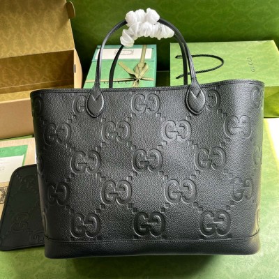 Gucci Large Tote Bag in Black Jumbo GG Leather GGBS10892