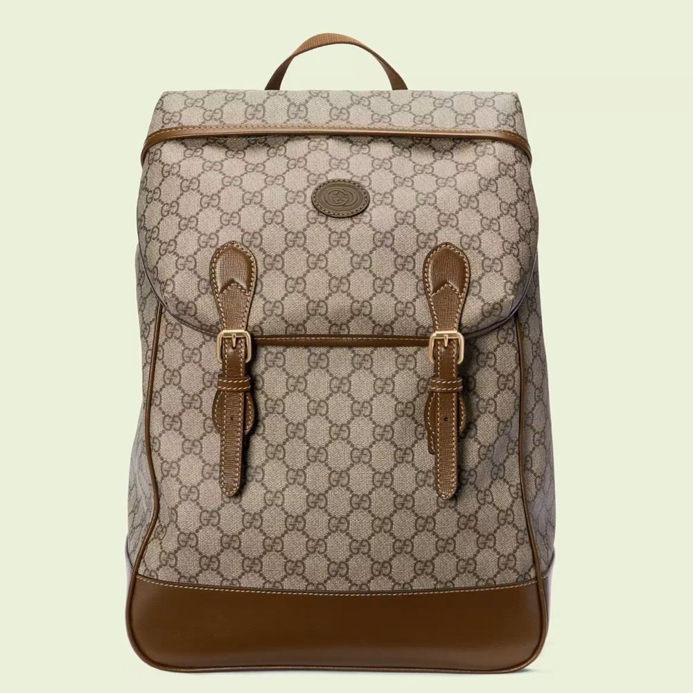 Gucci Medium Backpack In Beige GG Canvas with Interlocking G GGBS10016