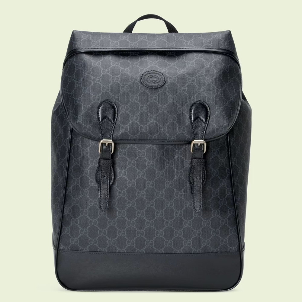 Gucci Medium Backpack In Black GG Canvas with Interlocking G GGBS10017