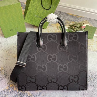 Gucci Medium Tote Bag in Black Jumbo GG canvas GGBS10896