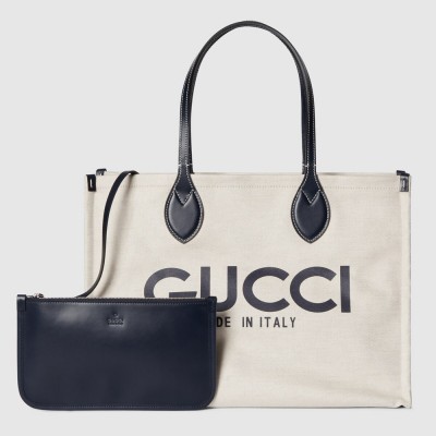 Gucci Medium Tote Bag in Canvas with Blue Gucci Print GGBS10899