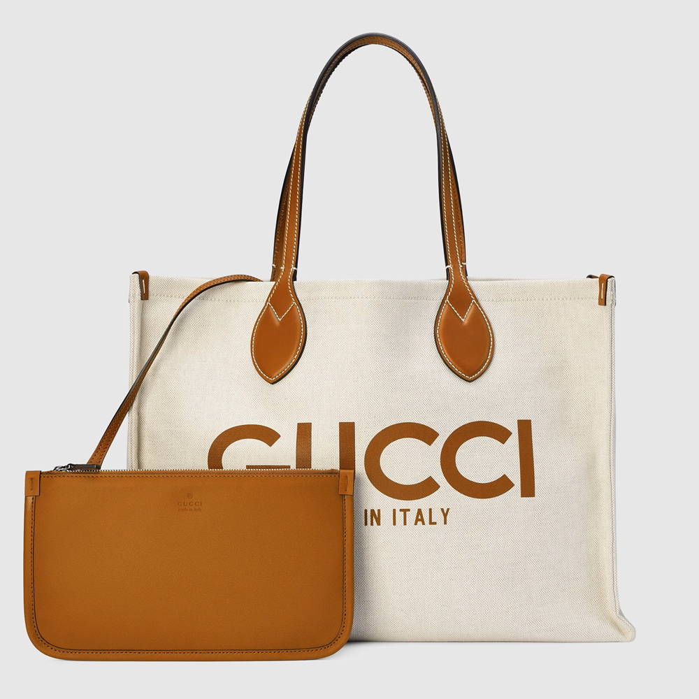 Gucci Medium Tote Bag in Canvas with Brown Gucci Print GGBS10900