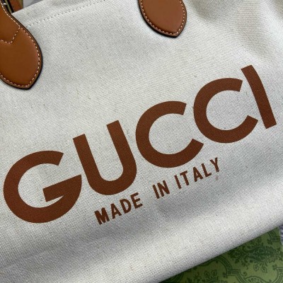 Gucci Medium Tote Bag in Canvas with Brown Gucci Print GGBS10900