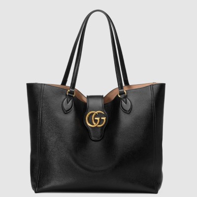 Gucci Medium Tote Bag with Double G in Black Calfskin GGBS10903