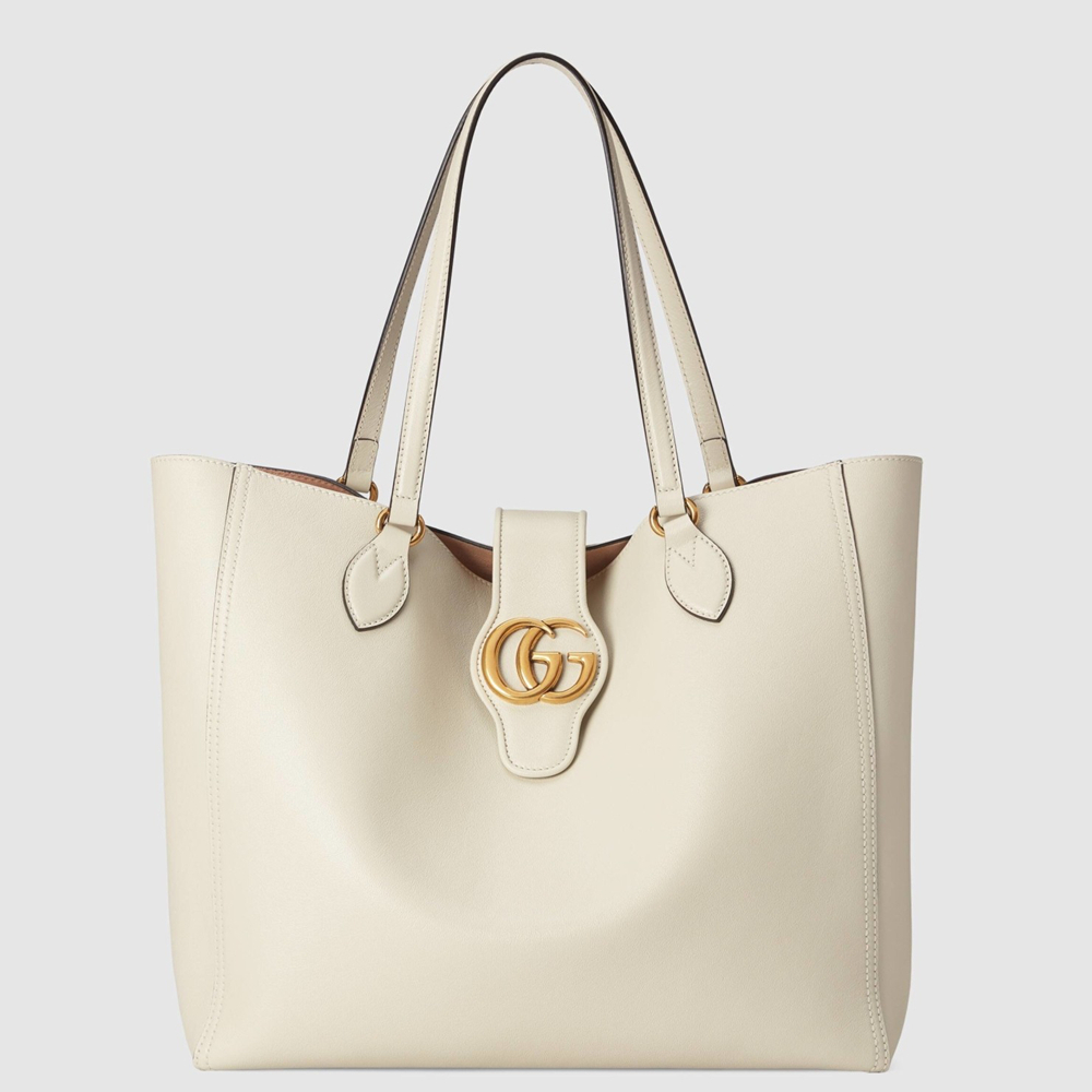 Gucci Medium Tote Bag with Double G in White Calfskin GGBS10904