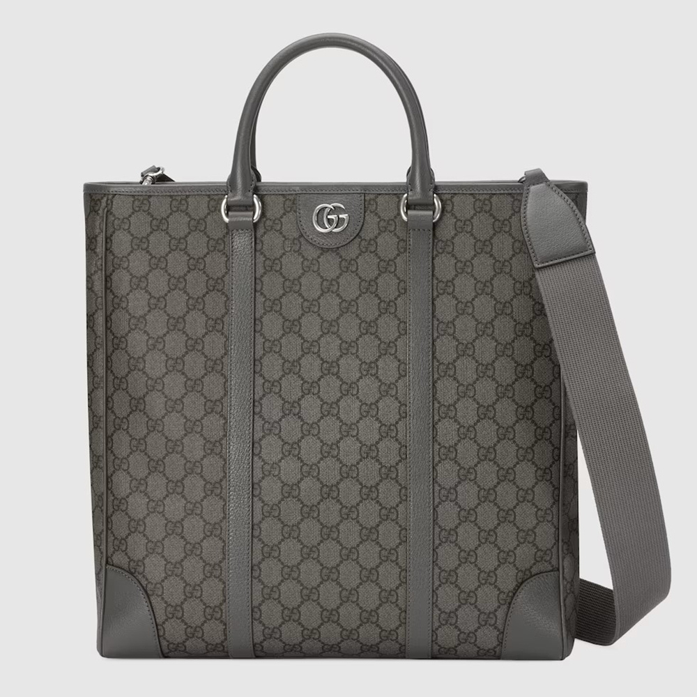 Gucci Men's Ophidia Medium Tote Bag in Grey GG Supreme Canvas GGBS10723