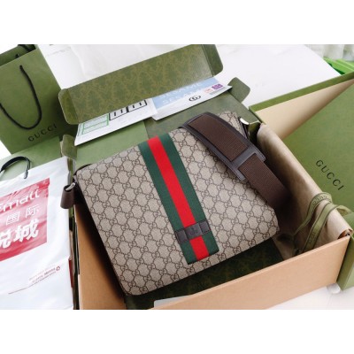 Gucci Messenger Bag in Beige GG Supreme Canvas with Web GGBS10571