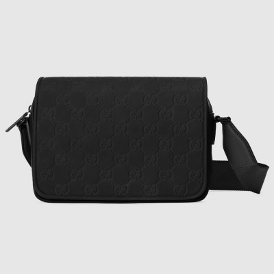 Gucci Messenger Bag in Black GG Rubber-effect Leather GGBS10575