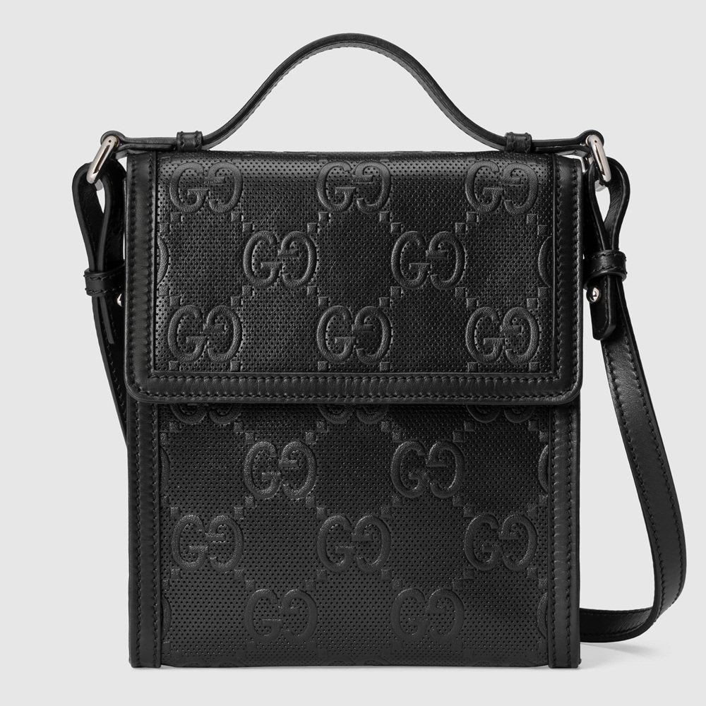 Gucci Messengers Bag in Black GG Embossed Leather GGBS10585