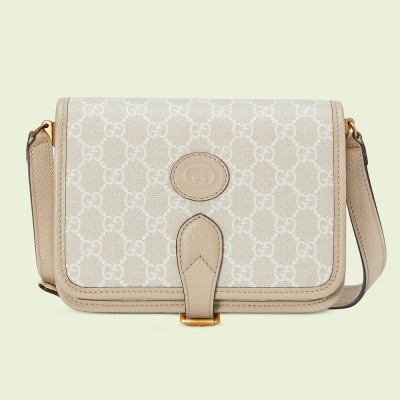 Gucci Mini Shoulder Bag in White GG Supreme with Interlocking G GGBS10469