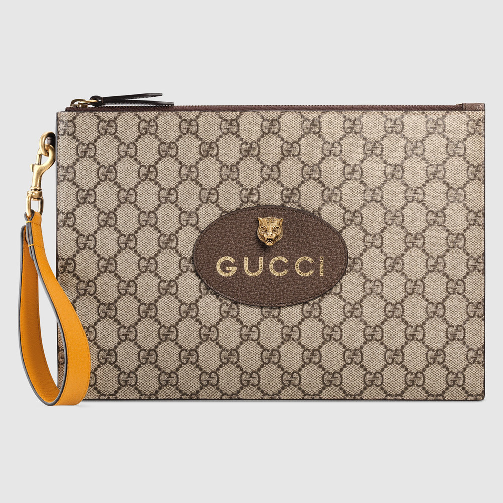 Gucci Neo Vintage Portfolio Pouch in Beige GG Supreme Canvas GGBS10757