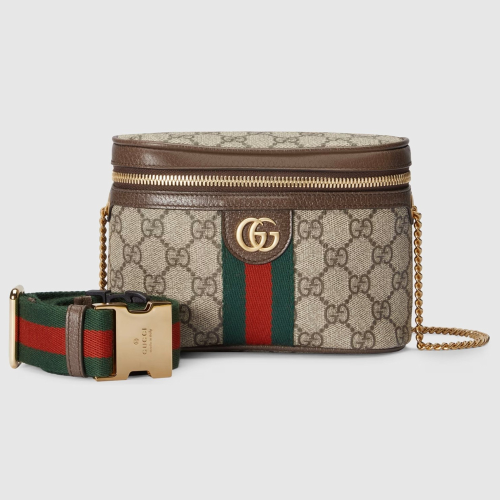 Gucci Ophidia Belt Bag in Beige GG Supreme with Brown Leather GGBS10669