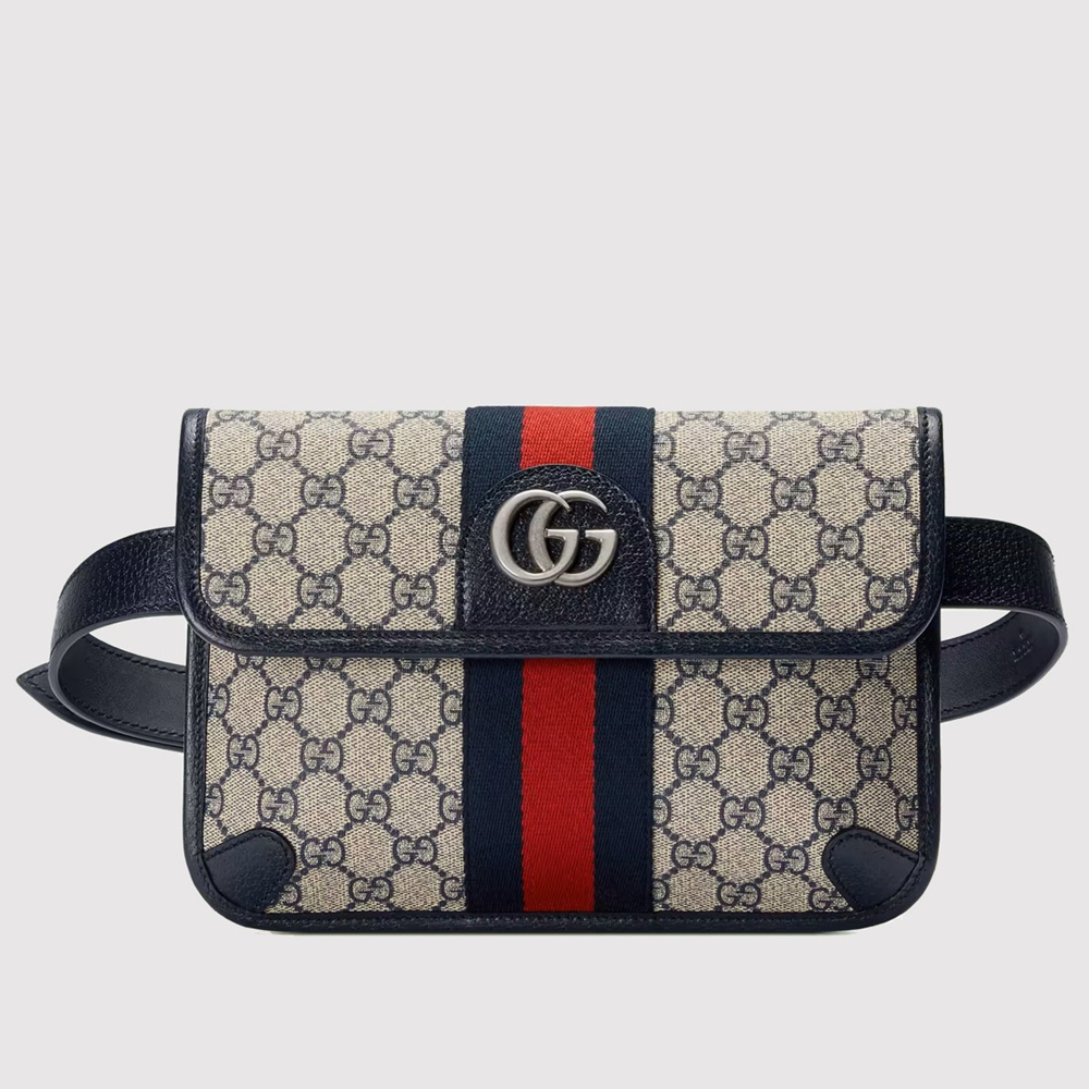 Gucci Ophidia Belt Bag in Blue GG Supreme Canvas GGBS10670