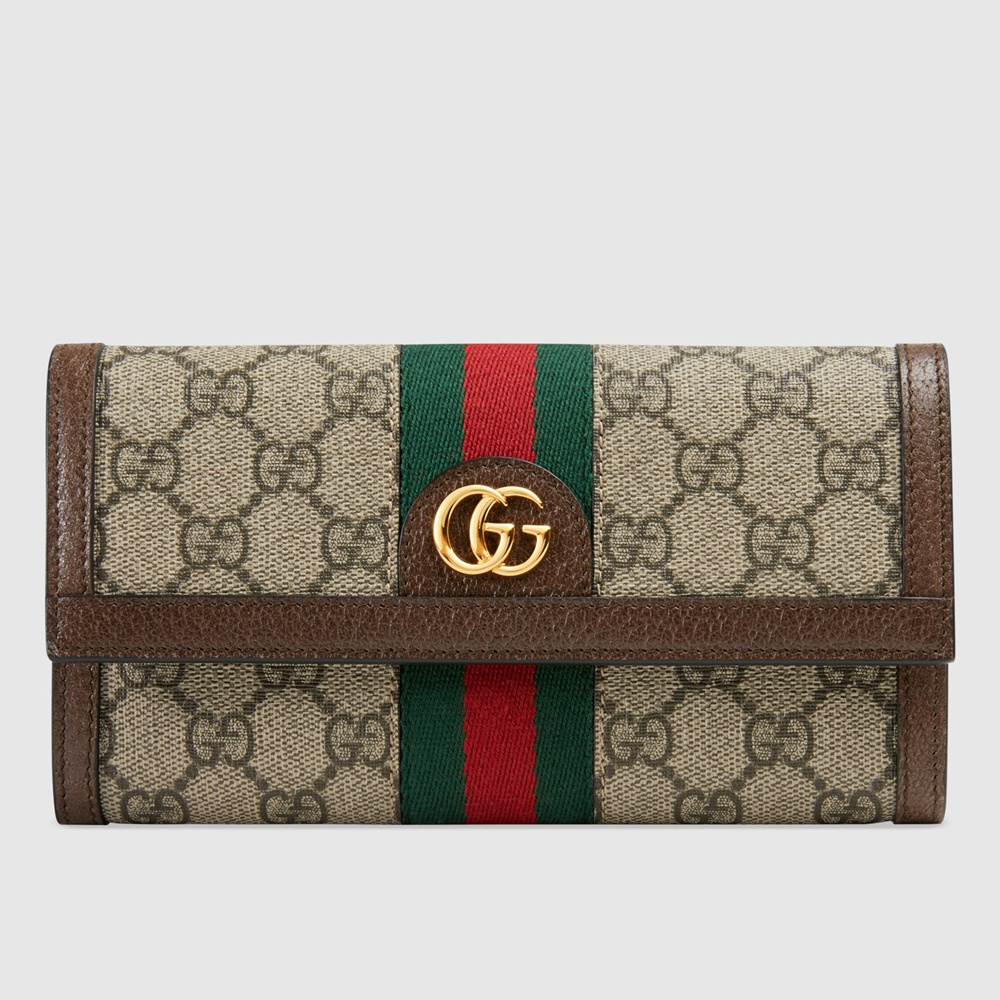 Gucci Ophidia Continental Wallet in Beige GG Supreme Canvas GGBS11021